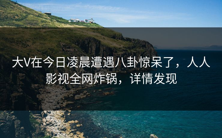 大V在今日凌晨遭遇八卦惊呆了，人人影视全网炸锅，详情发现